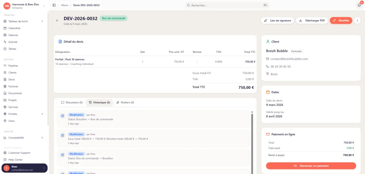 Comment créer et envoyer un devis signable en 2 minutes