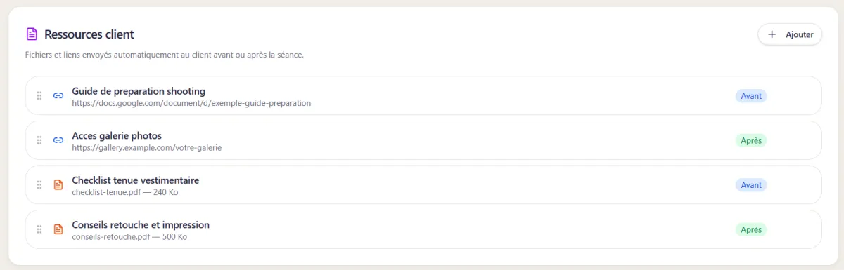 Ressources de séance : envoyez les bons documents au bon moment